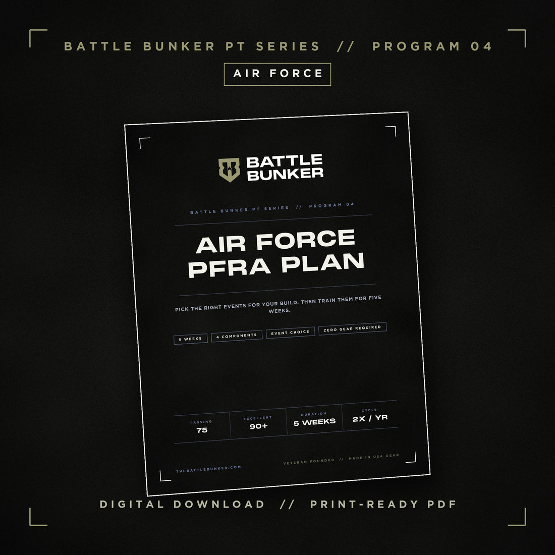 Air Force PFRA Plan | 5-Week Training Program (Digital Download)