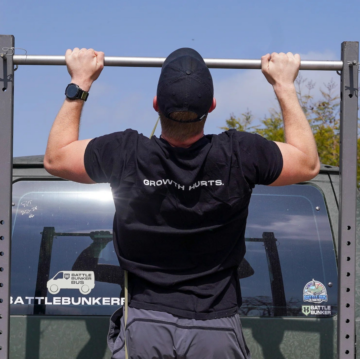 Athlete demonstrating proper pull-up form on a bar