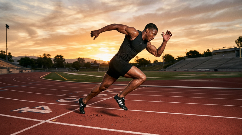 Athlete sprinting on track for shred weight loss program