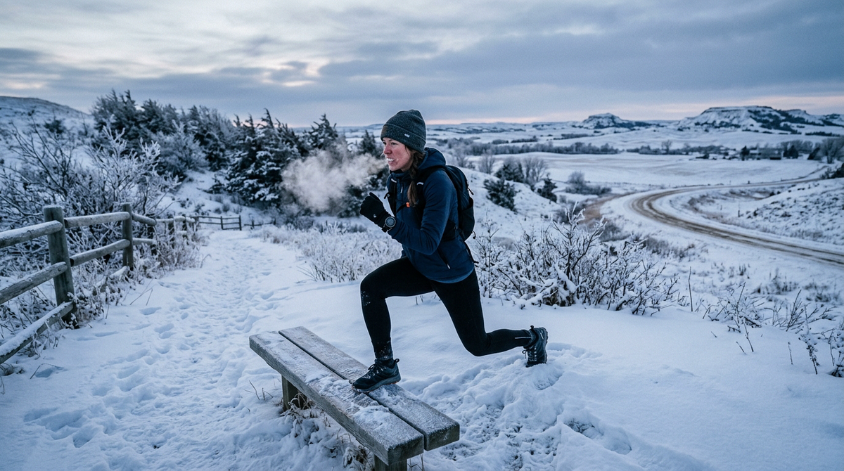 Athlete training outdoors in cold weather North Dakota