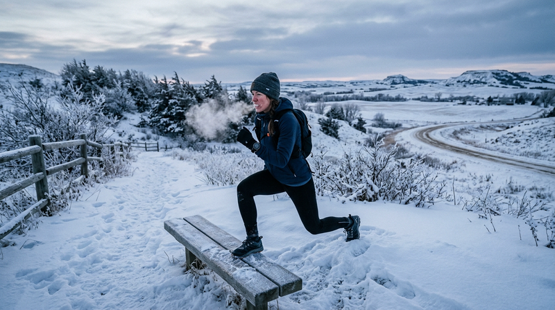 Athlete training outdoors in cold weather North Dakota