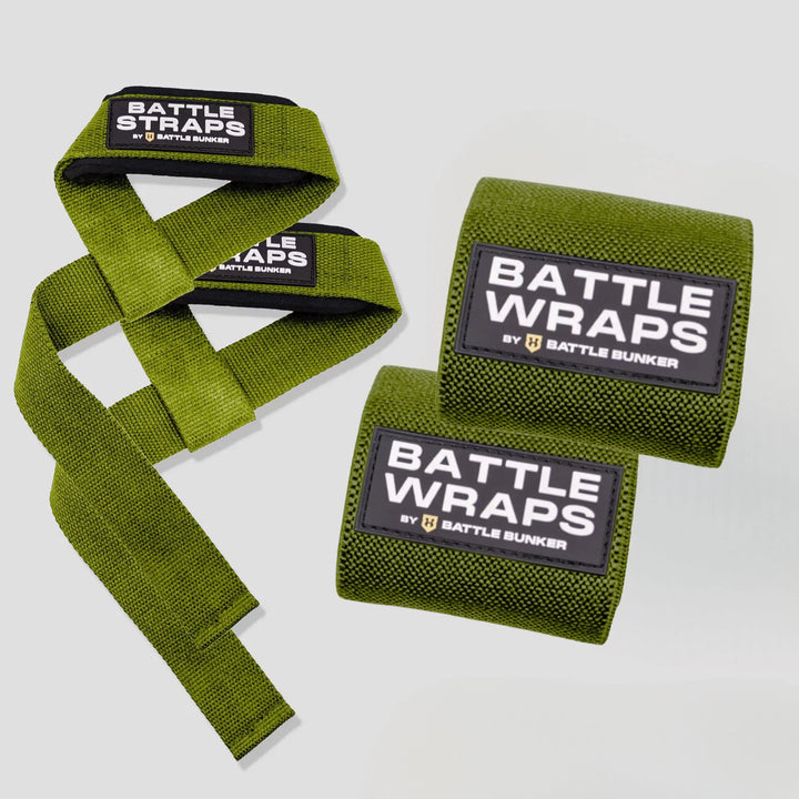 Olive green Battle Wraps and Battle Straps by Battle Bunker on white background