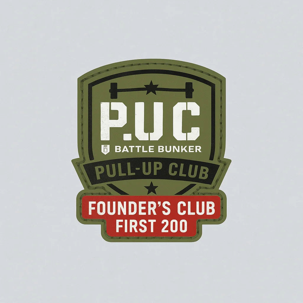 Battle Bunker P.U.C Pull-Up Club patch with Founder’s Club First 200 on red banner