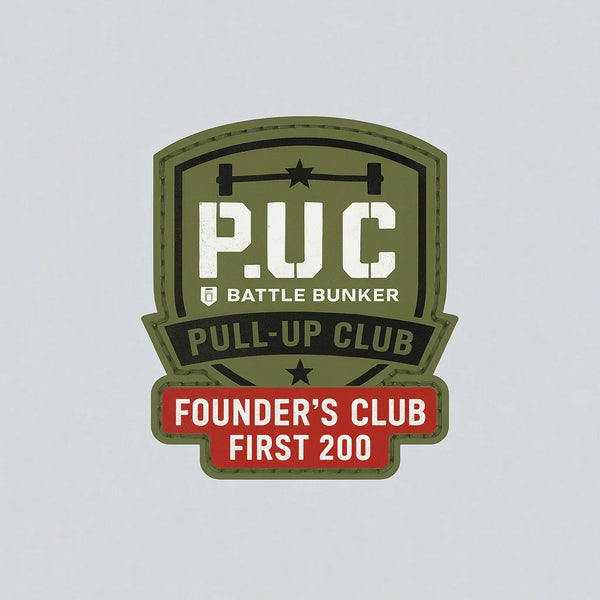 Battle Bunker P.U.C Pull-Up Club patch with Founder’s Club First 200 on red banner