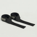 Black Battle Straps wrist wraps with Battle Bunker branding for weightlifting support
