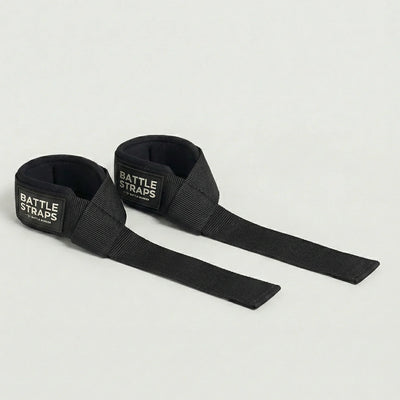 Black Battle Straps wrist wraps with Battle Bunker branding for weightlifting support