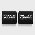 Pair of black Battle Wraps by Battle Bunker fitness wrist wraps on white background