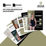 Battle Bunker Shred 12-week fat loss and muscular development program with workout phases and muscular man