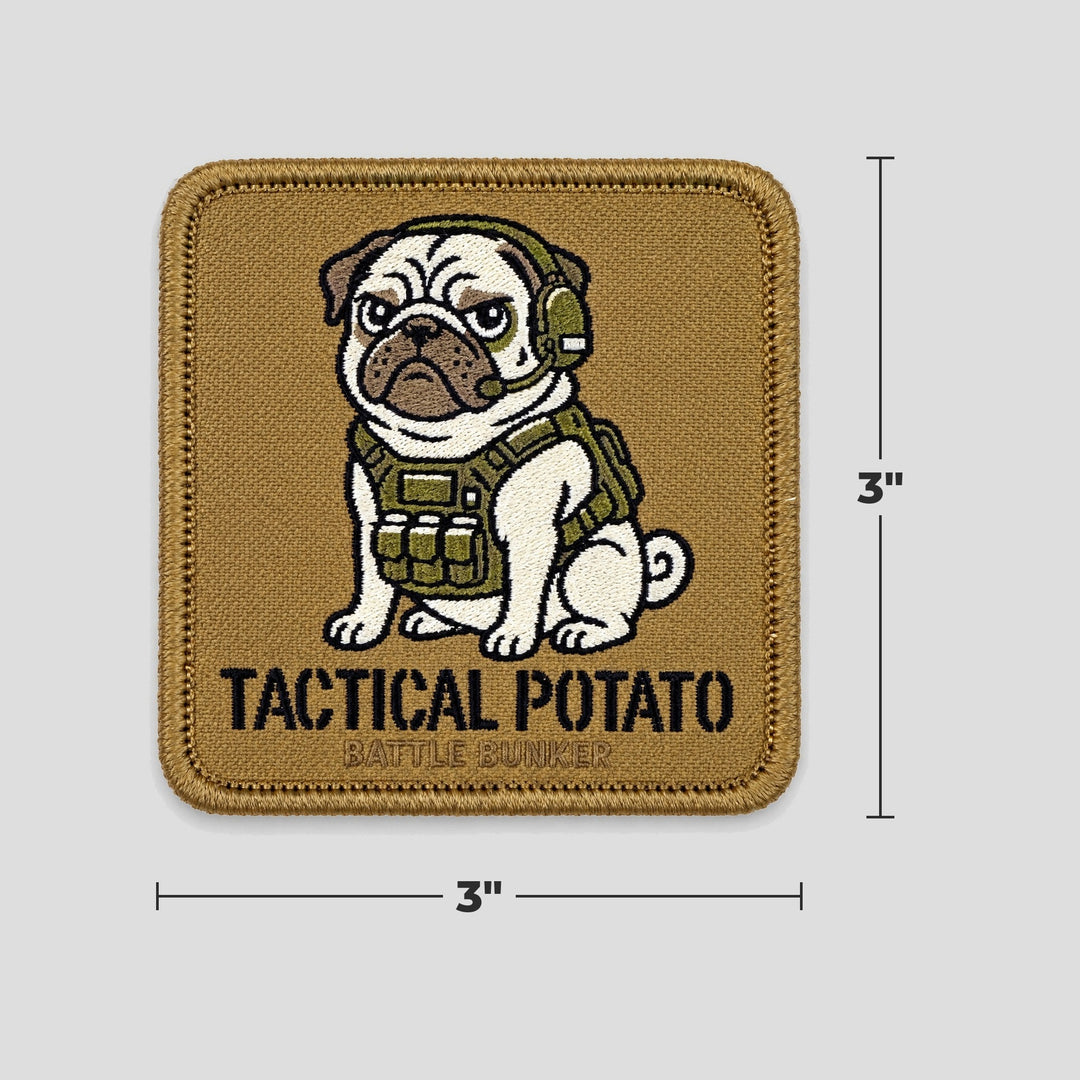 Tactical Potato Patch with measurements: 3 inches by 3 inches