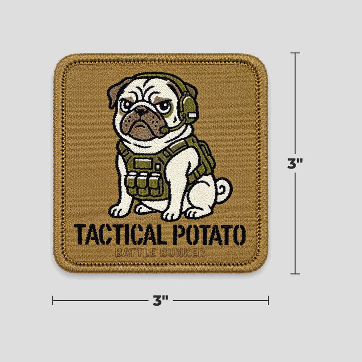 Tactical Potato Patch with measurements: 3 inches by 3 inches