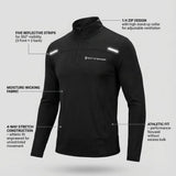 Black Battle Bunker athletic fit zip-up shirt with reflective strips and moisture-wicking fabric